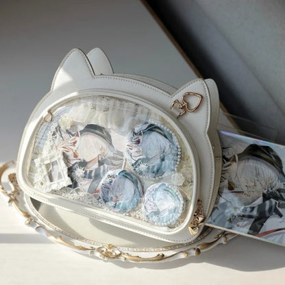 White cat ita bag showing transparent window structure