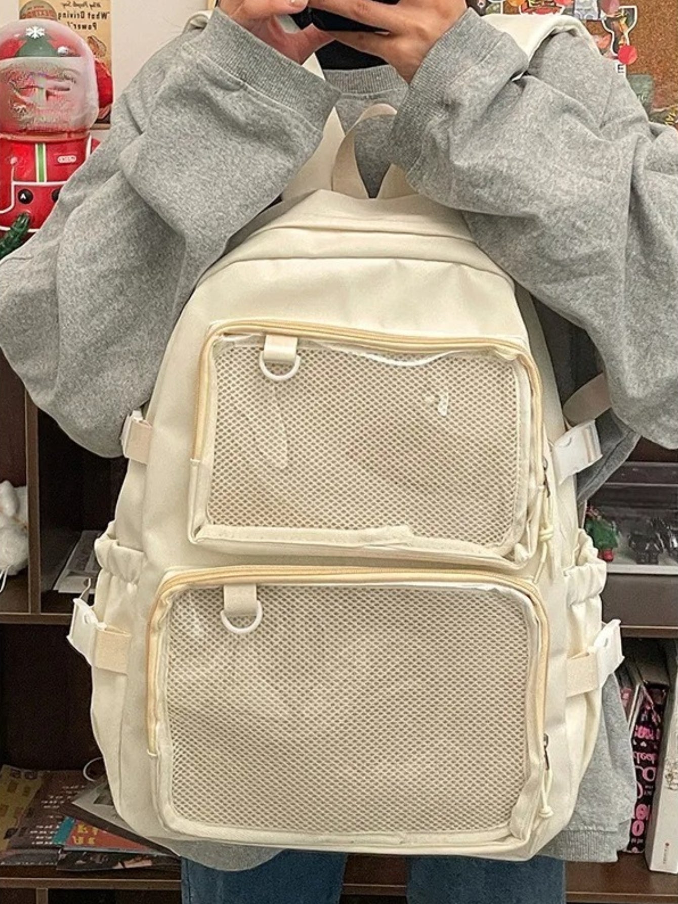 Large Kawaii Ita Bag Backpack — Dual Clear Window Display for Pins, Plushies & Anime Merch
