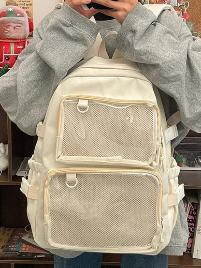 Large Kawaii Ita Bag Backpack — Dual Clear Window Display for Pins, Plushies & Anime Merch
