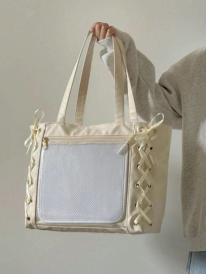Bow-knot Large Itabag Transparent PU Tote Handbags