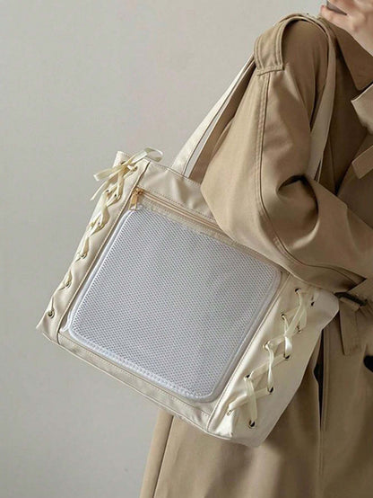 Bow-knot Large Itabag Transparent PU Tote Handbags