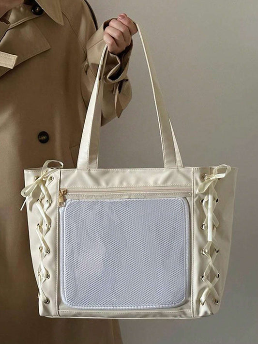 Bow-knot Large Itabag Transparent PU Tote Handbags