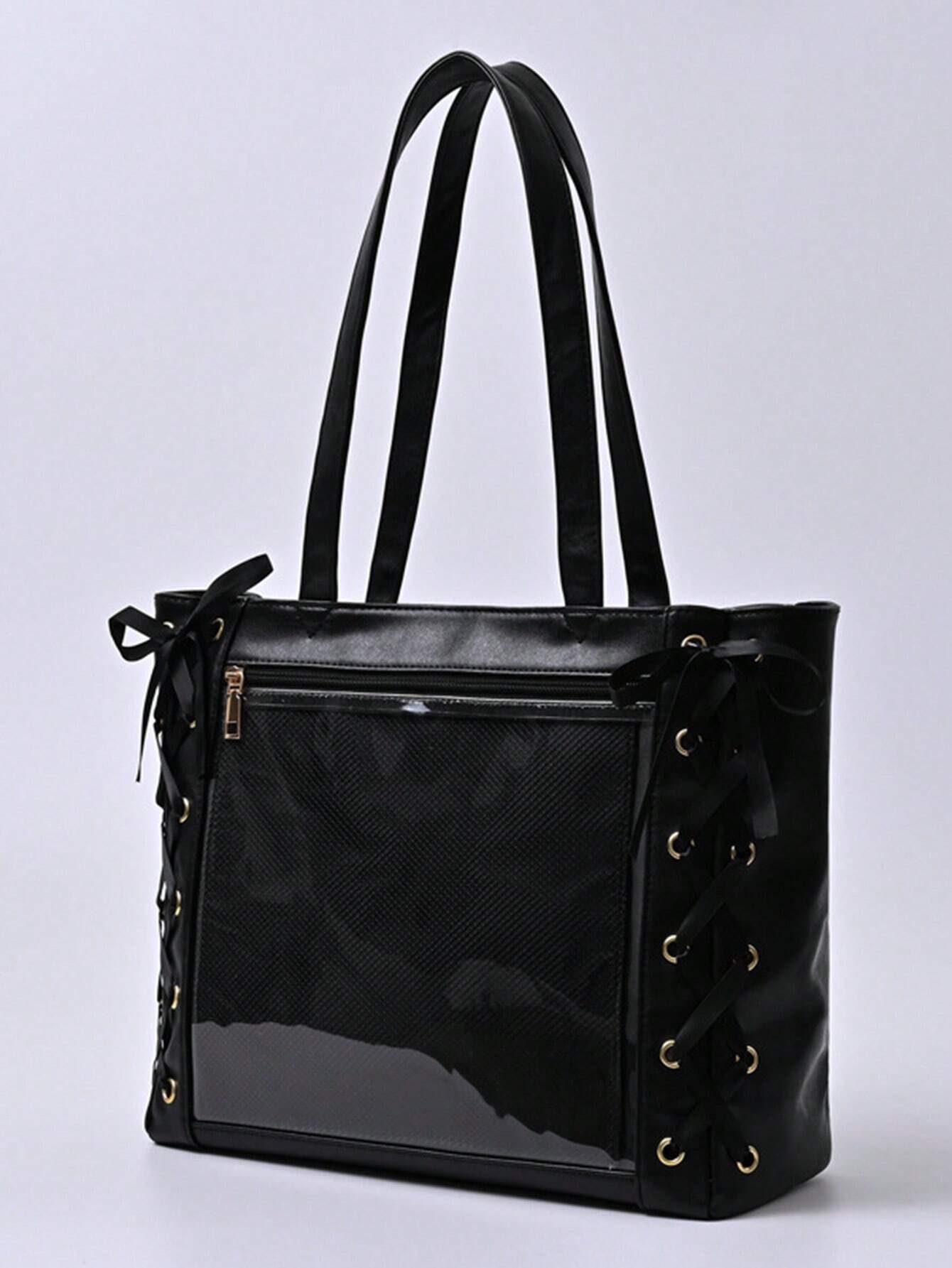 Bow-knot Large Itabag Transparent PU Tote Handbags