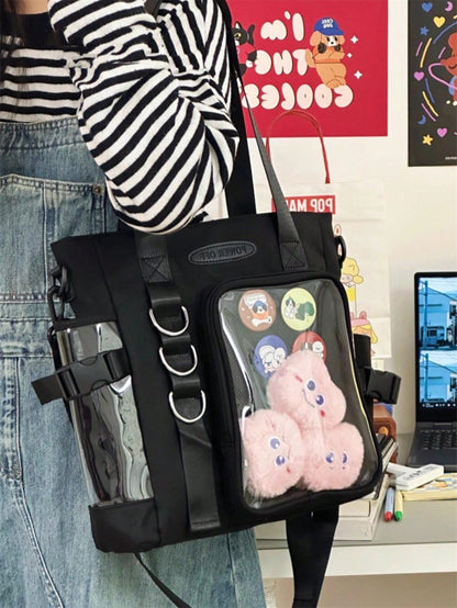 Japanese Kawaii Itabag DIY Badges Display Plate College Student Shoulder Bag Nylon Purses And Handbags Tote Crossbody Bags JK High Quality School Book Bag Ita Bag, Street & Japanese Style Women Bag