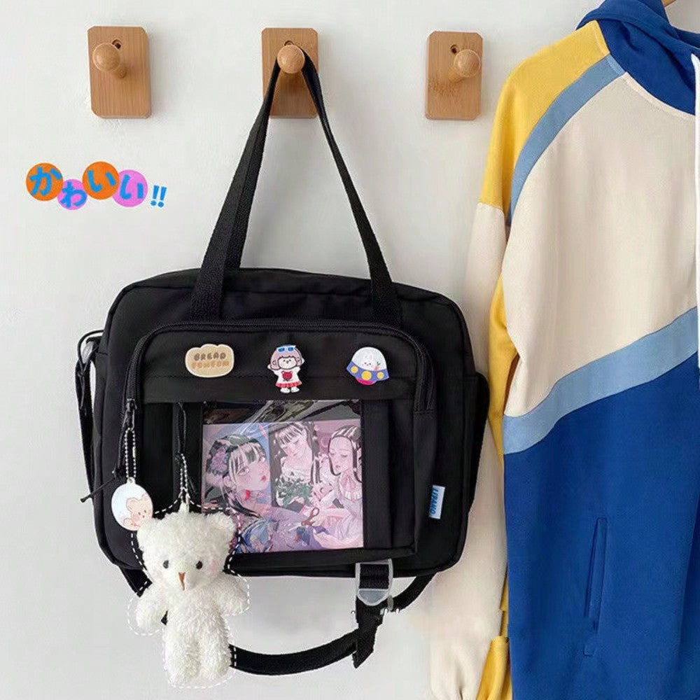 日本の女子高生JKバッグ 透明ハンドバッグ ブックバッグ サッチェル ショルダーバッグ 痛バッグ 大きな斜め掛けバッグ レディース 痛バッグ ストリート＆和風レディースバッグ