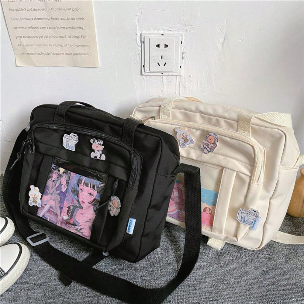 日本の女子高生JKバッグ 透明ハンドバッグ ブックバッグ サッチェル ショルダーバッグ 痛バッグ 大きな斜め掛けバッグ レディース 痛バッグ ストリート＆和風レディースバッグ