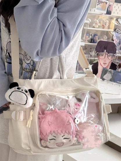 Japanese Preppy Style 2025 Kawaii Itabag Women Messenger Bag School Girls Book Transparent Crossbody Bags Women Ita Bag Cover Shoulder, Street & Japanese Style Women Bag Valentines