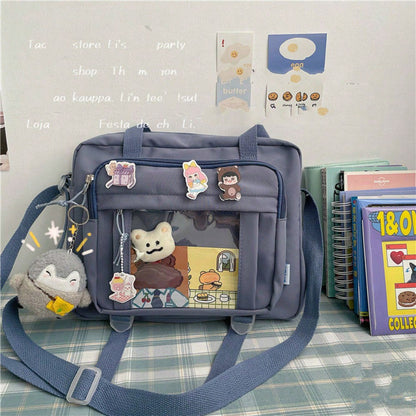 Japanese High School Girls JK Bag Transparent Handbags Book Bag Satchels Shoulder Bag Itabag Big Crossbody Bags Women Ita Bag, Street & Japanese Style Women Bag