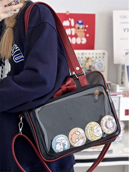 Bow Ita Bag — JK Style Clear Window Shoulder Bag for Anime Pins, Badges & Photocards - alternate view