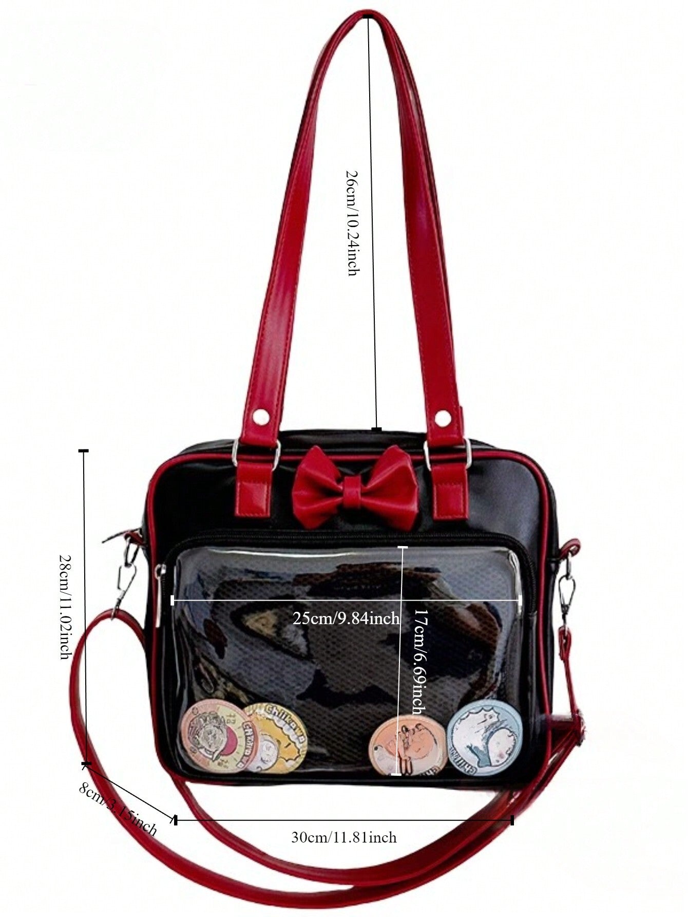 PU Leather Patchwork Color Bow-Knot Shoulder Bag Transparent Itabag