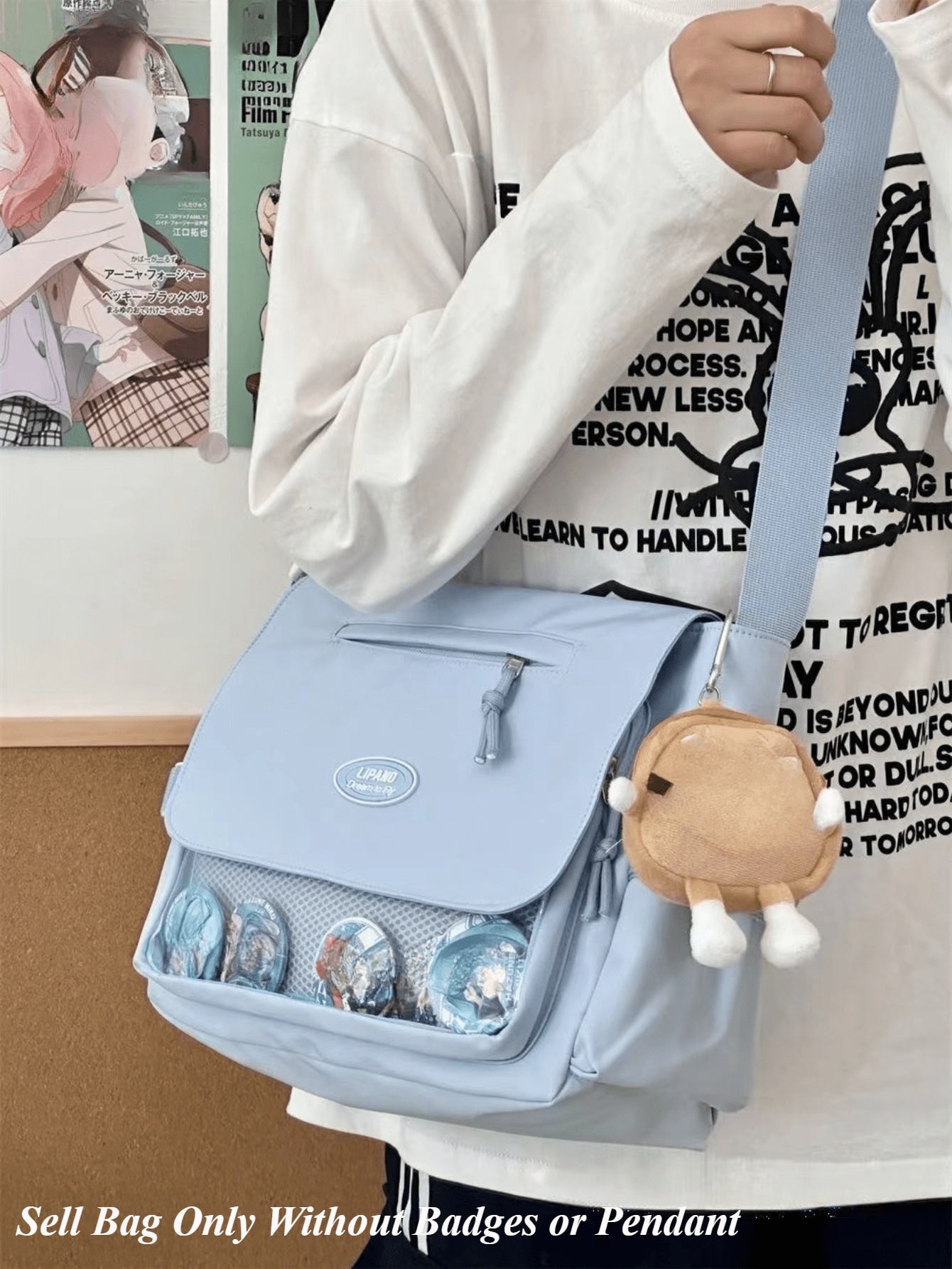 Neue 2025 Kawaii Itabag Damen Messenger Bag, Transparente Umhängetaschen für Schulmädchen, Kontrastfarbene Ita Bag Cover Schultertasche, Street &amp; Japanischer Stil Damentasche