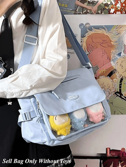 Japanese Preppy Style 2025 Kawaii Itabag Women Messenger Bag School Girls Book Transparent Crossbody Bags Women Ita Bag Cover Shoulder, Street & Japanese Style Women Bag Valentines