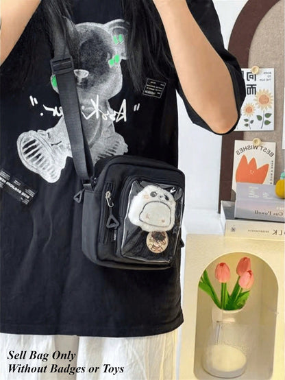 Mini Ita Bag Women Korean Casual Crossbody Bags Transparent Pocket Small Shoulder Bag Purses And Phone Ita Bag Y2K DIY Bag