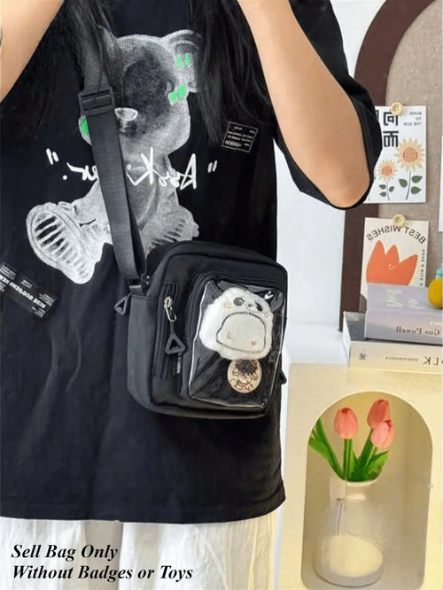 Mini Ita Bag Women Korean Casual Crossbody Bags Transparent Pocket Small Shoulder Bag Purses And Phone Ita Bag Y2K DIY Bag - alternate view