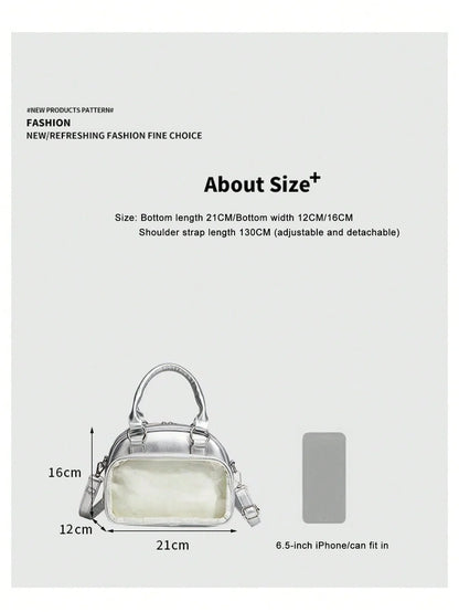 mini boston ita bag size chart 21cm x 16cm x 12cm fits 6.5 inch phone silver crossbody