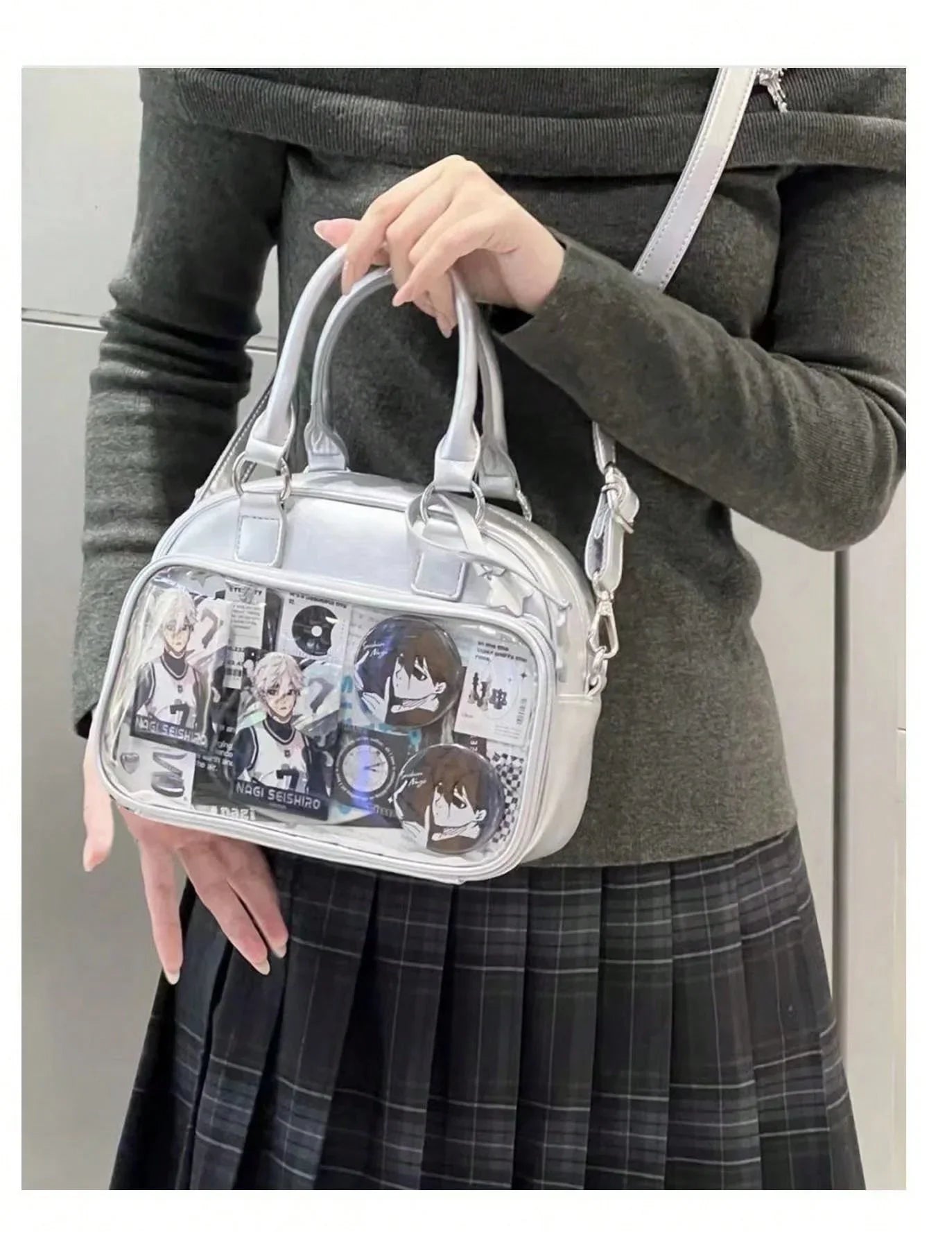 Ita Bag Crossbody Small Messenger Bag with Clear Window for Pins and Anime Merch Tote Handbag - Ita Bag Lover