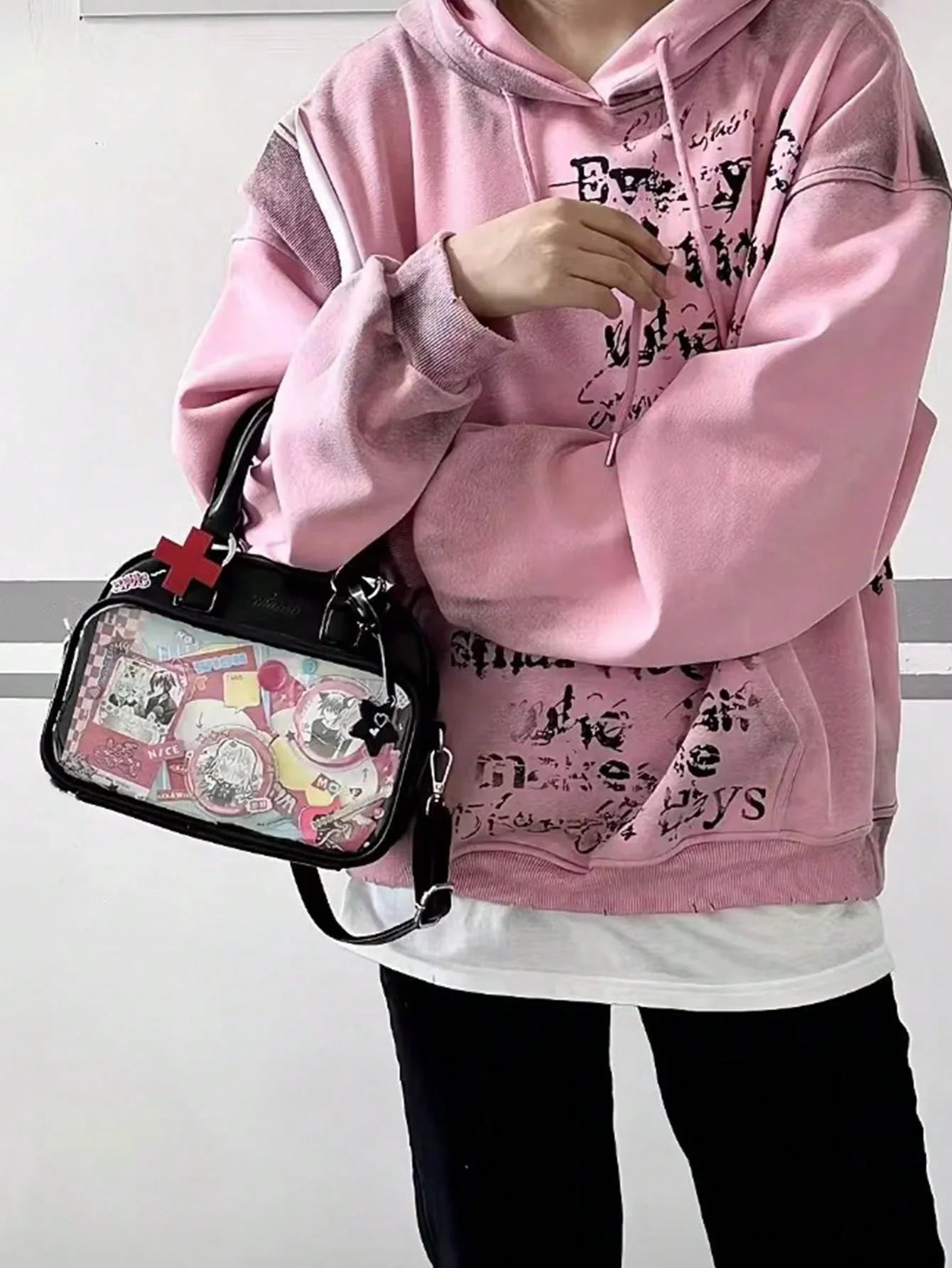 Ita Bag Crossbody Small Messenger Bag with Clear Window for Pins and Anime Merch Tote Handbag - Ita Bag Lover