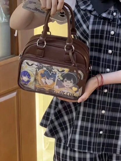 Ita Bag Crossbody Small Messenger Bag with Clear Window for Pins and Anime Merch Tote Handbag - Ita Bag Lover