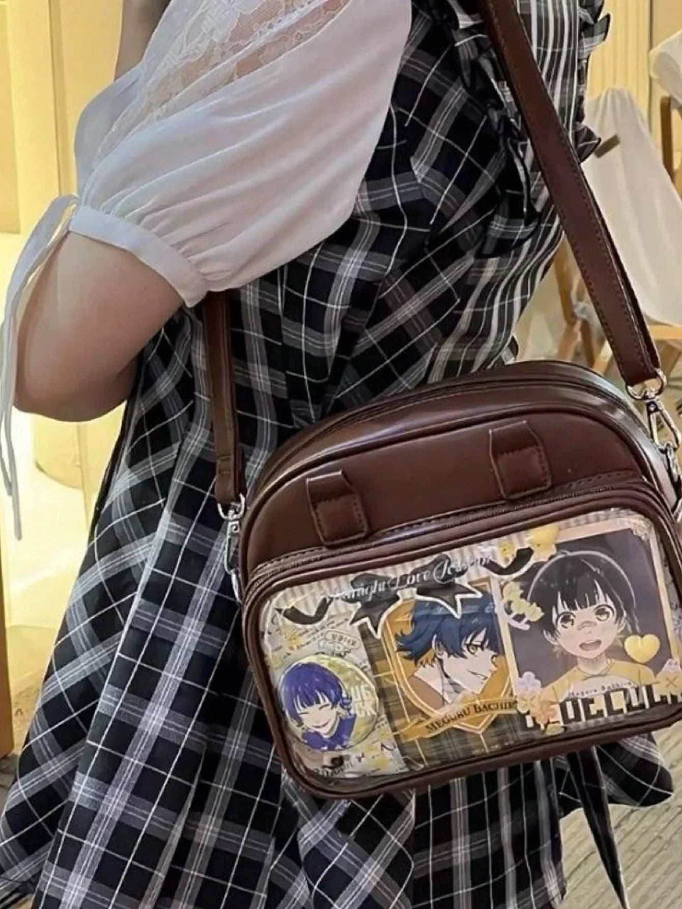 Ita Bag Crossbody Small Messenger Bag with Clear Window for Pins and Anime Merch Tote Handbag - Ita Bag Lover