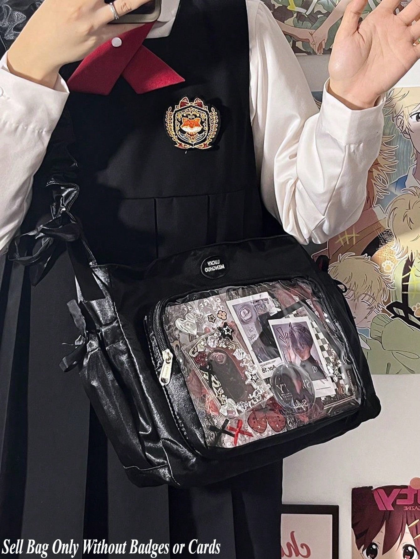 Japanese Teen Girls Itabag Satin Bright Color JK Crossbody Bags For Women Gathered Shoulder Straps Shoulder Bag Ita Handbags Sling Bag Clear Bag Cloud Purses And Handbags Gifts For Girls Transparent PVC Shoulder Bag Soft Portable Cross Body Bags