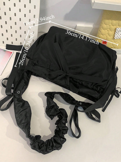 Japanese Teen Girls Itabag Satin Bright Color JK Crossbody Bags For Women Gathered Shoulder Straps Shoulder Bag Ita Handbags Sling Bag Clear Bag Cloud Purses And Handbags Gifts For Girls Transparent PVC Shoulder Bag Soft Portable Cross Body Bags