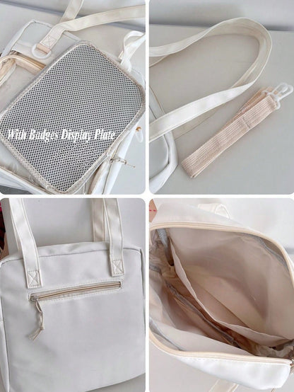 Y2K New 2024 Itabag Women With PVC Transparent Pocket Badges Display Plate Shoulder Bag Girls School Book Bag Ita Bag Crossbody Bags JK Dolls Bag, Street & Japanese Style Women Bag