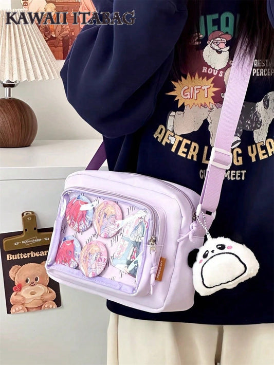 New Shoulder Bag Girls Crossbody Bags For Women Ita Bag PVC DIY With Badges Display Plate Hand Bags Girls Gifts, Fashionable Butter Yellow Bag For Women 2025 Kawaii Small Bag Girls Candy Color Transparent Clear Phone Bag And Purses