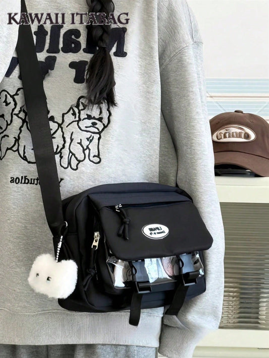 Harajuku Aesthetic Shoulder Bag Cute Pastel Crossbody Bag DIY Bag Soft Girl Large Capacity Student School Bag Multi Functional Travel Bag Anime Cosplay Storage Bag Lolita Sweet Style Ins Fashion Daily Casual Kawaii Japanese Bag Small Clear Pocket Backpack