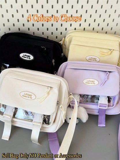 Harajuku Aesthetic Shoulder Bag Cute Pastel Crossbody Bag DIY Bag Soft Girl Large Capacity Student School Bag Multi Functional Travel Bag Anime Cosplay Storage Bag Lolita Sweet Style Ins Fashion Daily Casual Kawaii Japanese Bag Small Clear Pocket Backpack