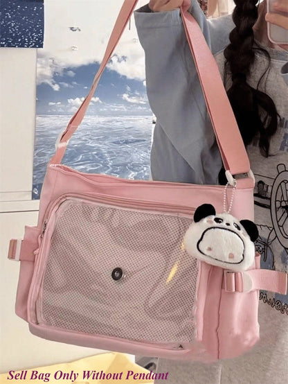 Japanese Preppy Style 2025 Kawaii Itabag Women Messenger Bag School Girls Book Transparent Crossbody Bags Women Ita Bag Cover Shoulder, Street & Japanese Style Women Bag Valentines