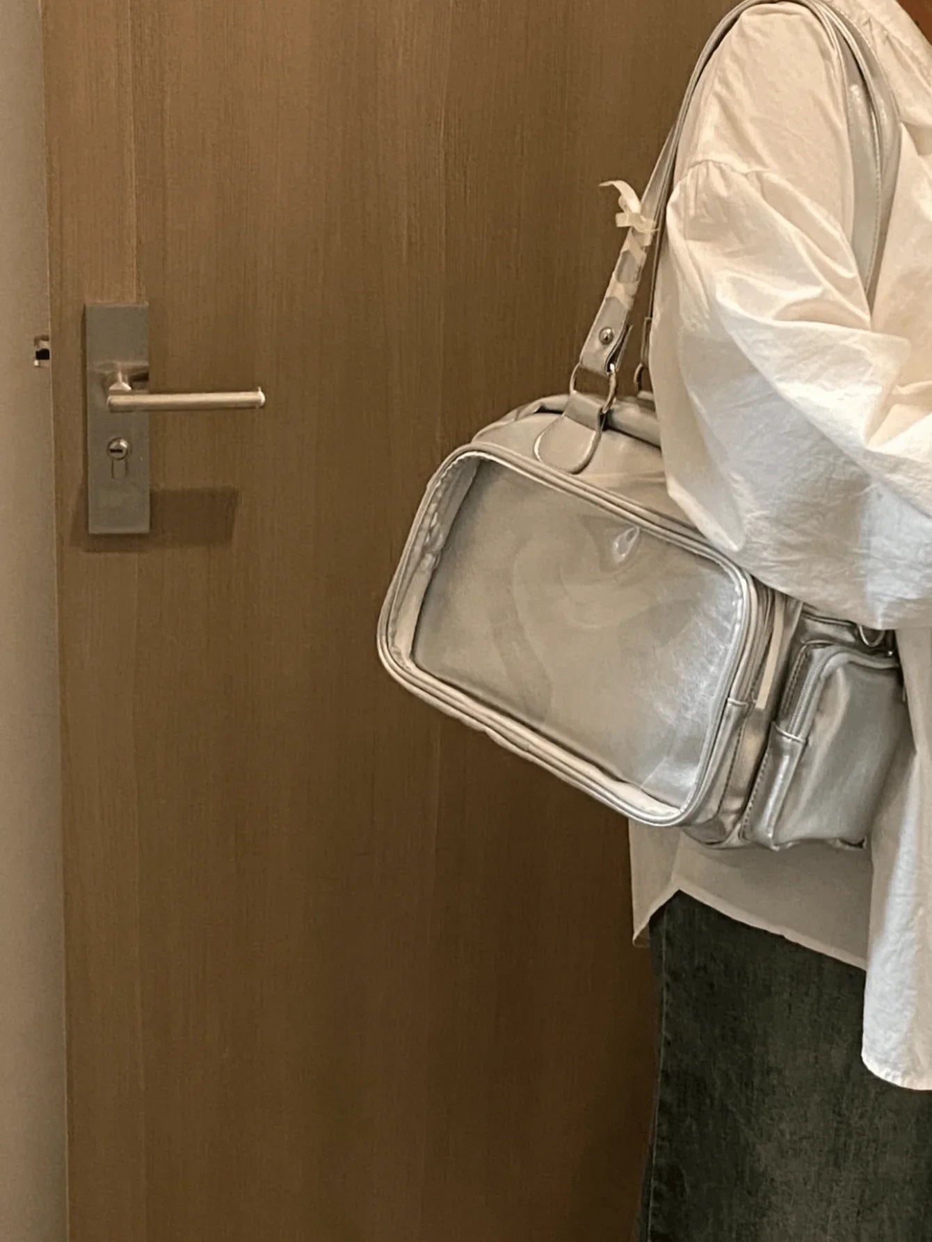 Ita Bag Shoulder Tote with Clear Display Window for Enamel Pins and Plushies - Shiny PU Leather - Ita Bag Lover