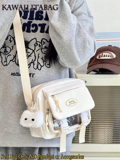 Harajuku Aesthetic Shoulder Bag Cute Pastel Crossbody Bag DIY Bag Soft Girl Large Capacity Student School Bag Multi Functional Travel Bag Anime Cosplay Storage Bag Lolita Sweet Style Ins Fashion Daily Casual Kawaii Japanese Bag Small Clear Pocket Backpack