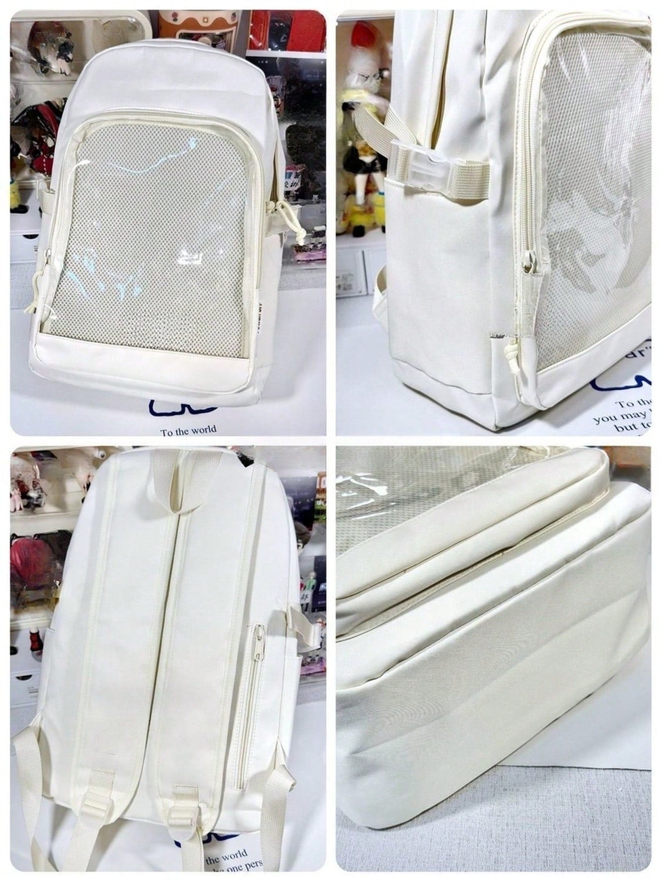 Kawaii Ita Backpack Simple Solid Color Clear Transparent Bag Women Large-Capacity School Book Bag With Badges Display Plate Nylon Bag Kawaii Ita Bag DIY Bag For 20cm Dolls New 2025 Back To School Gifts Backpack For Teen Girls