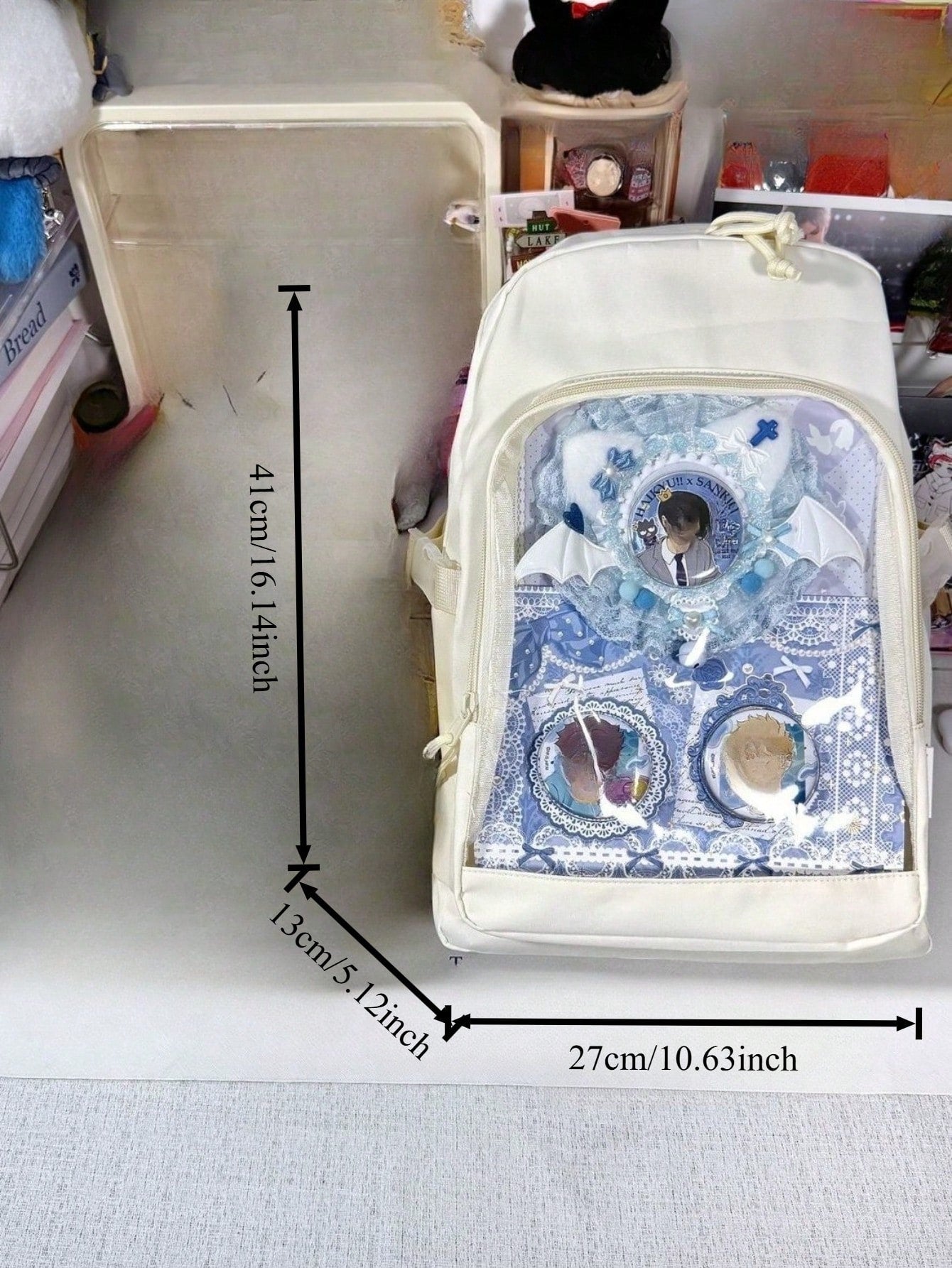 Kawaii Ita Backpack Simple Solid Color Clear Transparent Bag Women Large-Capacity School Book Bag With Badges Display Plate Nylon Bag Kawaii Ita Bag DIY Bag For 20cm Dolls New 2025 Back To School Gifts Backpack For Teen Girls