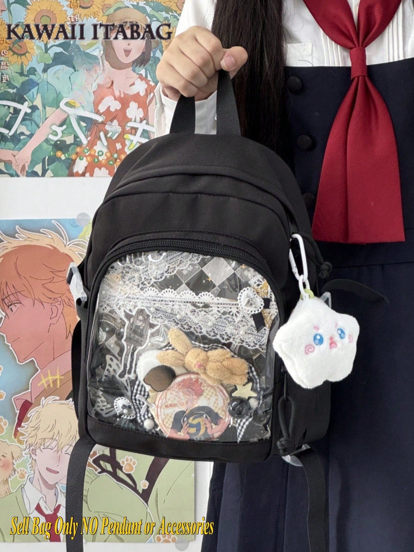Back To School Gift/Anime/Concert Fans Backpack Girls Kawaii Mini Backpacks Clear Transparent Ita Backpack Women With Display Plate Itabag School Backpacks
