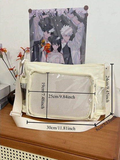 Back To School Gift Crossbody Bags Women Itabag Clear Transparent 2 Sides Pockets Ita Bag School Shoulder Bag Book Bag Satchels