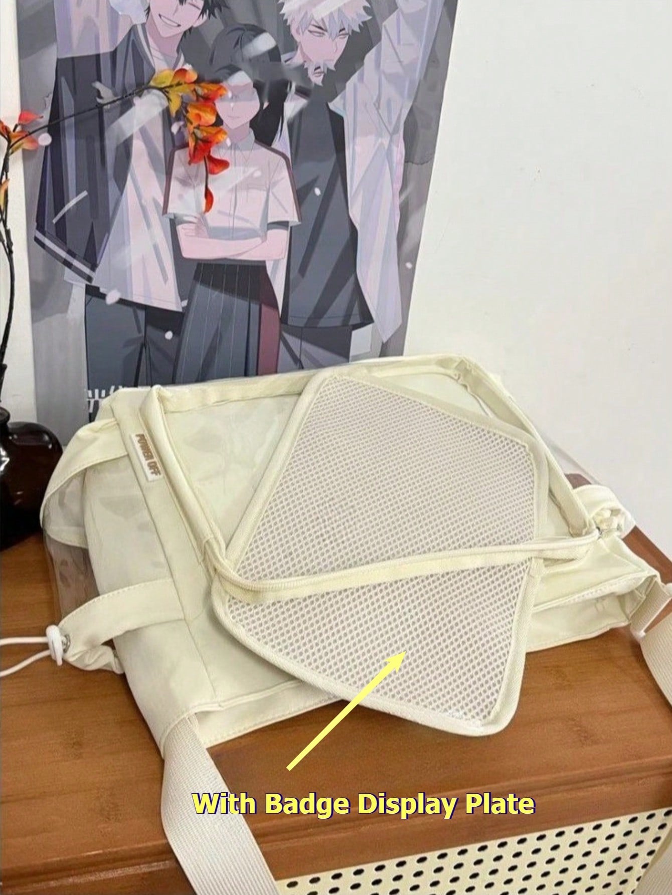 Preppy Style Crossbody Bag Women Solid Color PVC Transparent Clear Bag Japanese Kawaii College School Girls Ita Bag With 2 Transparent Side Pockets Badge Display Plate Women Shoulder Bag New School Book Bag Messenger Bag HandbagsBack To School Gift