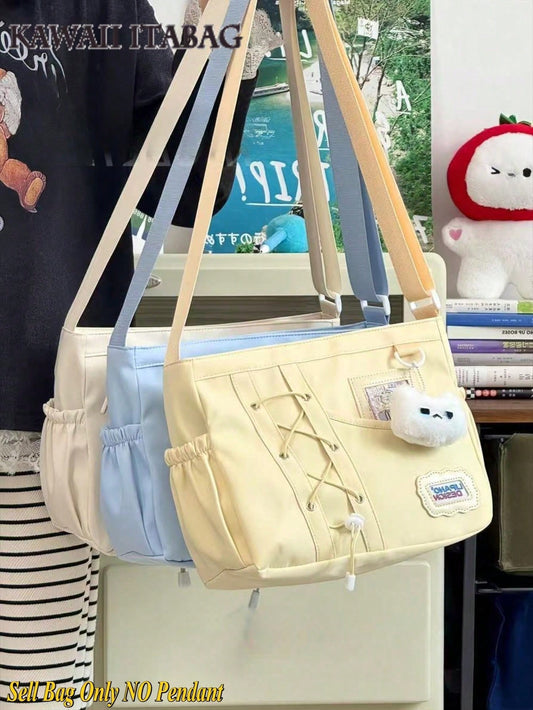 Japanese Preppy Style Crossbody Bags Girls DIY Can Put 10cm Dolls Bag Cross Strap Card Bag Ita Bag JK Double-Sided Wearable School Bags Back To School Gift Cute Lolita Shoulder Bag Messenger Bag Kawaii Design Reversible Bag Transparent Clear Women