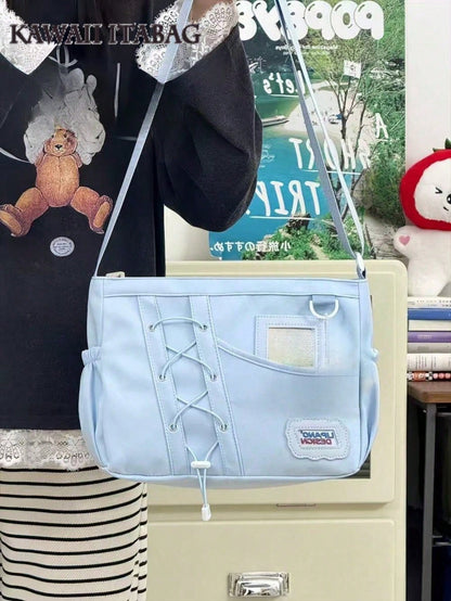 Japanese Preppy Style Crossbody Bags Girls DIY Can Put 10cm Dolls Bag Cross Strap Card Bag Ita Bag JK Double-Sided Wearable School Bags Back To School Gift Cute Lolita Shoulder Bag Messenger Bag Kawaii Design Reversible Bag Transparent Clear Women