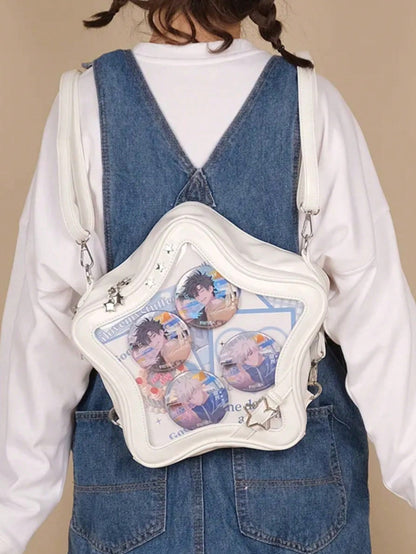 Star-Shaped Transparent Ita Bag Display Crossbody for Anime Pins, Badges & Character Merchandise