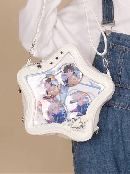 White star ita bag showing multiple character badges