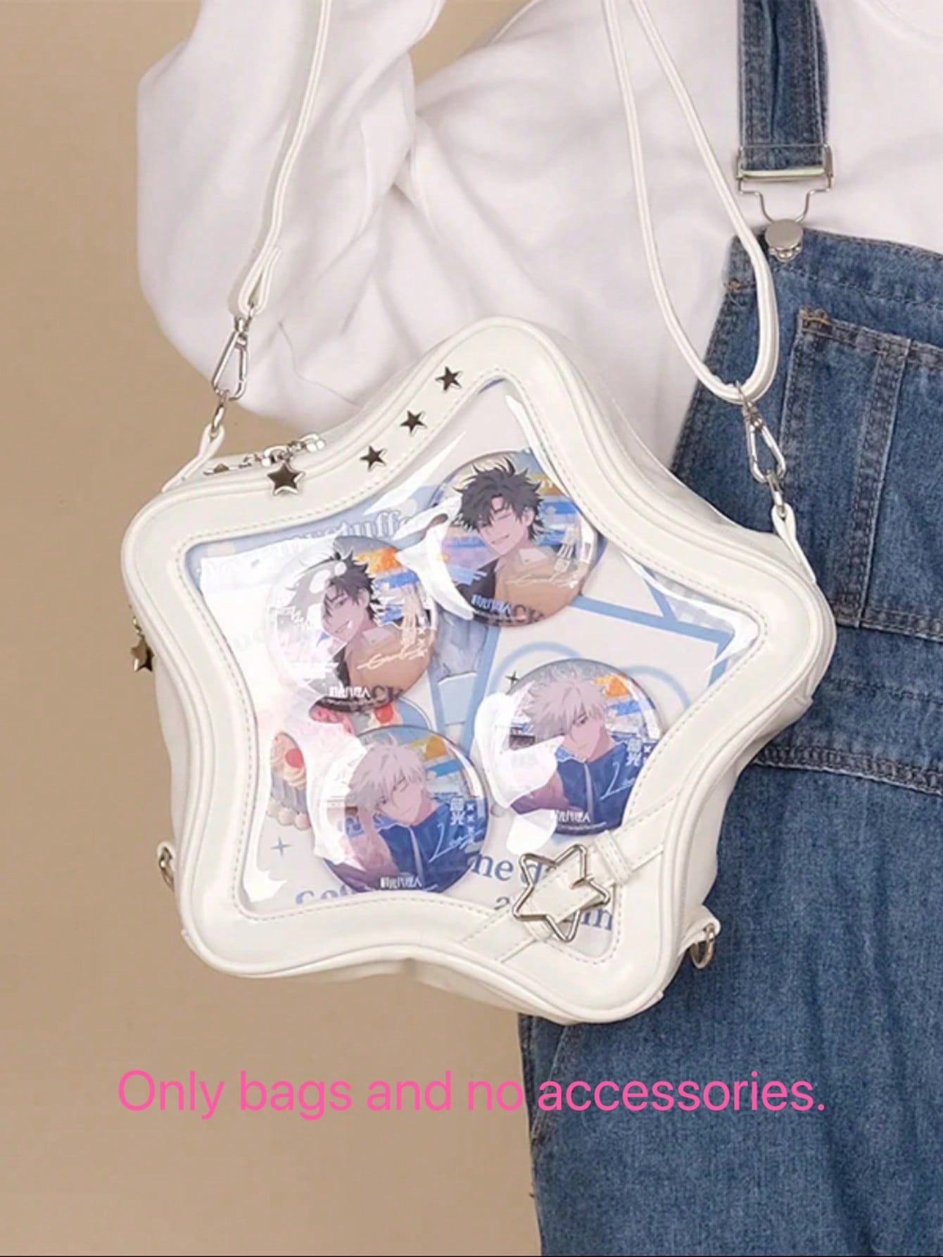 Star-Shaped Transparent Ita Bag Display Crossbody for Anime Pins, Badges & Character Merchandise