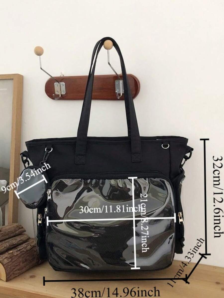 Large Kawaii Ita Bag Tote with Clear Display Window, Coin Pouch & Adjustable Strap