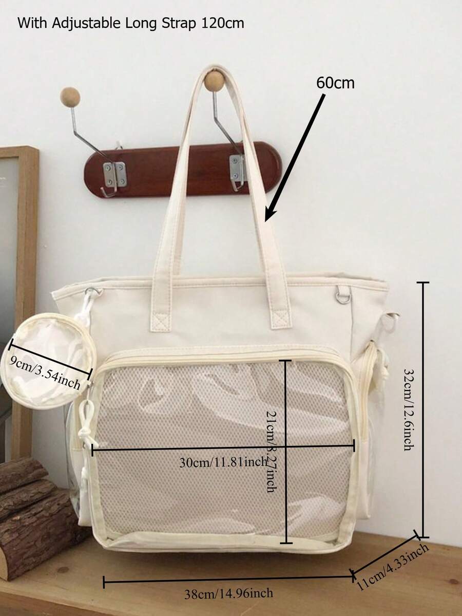 Cream ita bag tote dimensions diagram on wall hook