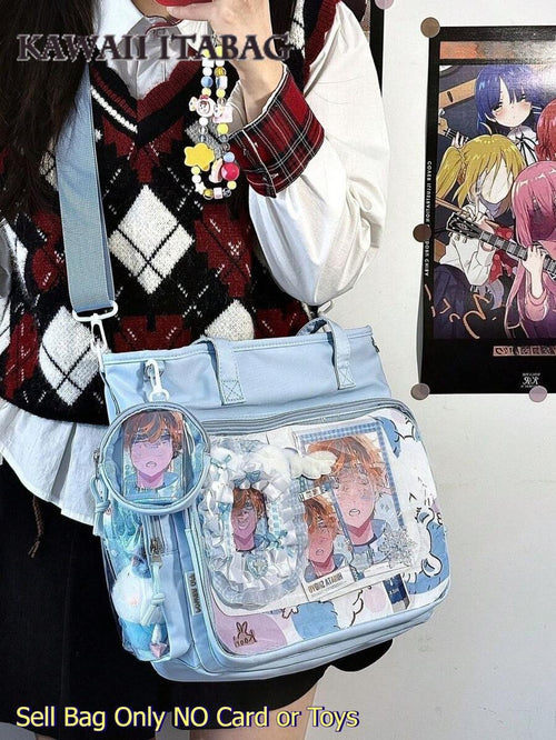 Large Kawaii Ita Bag Tote with Clear Display Window, Coin Pouch & Adjustable Strap - alternate view