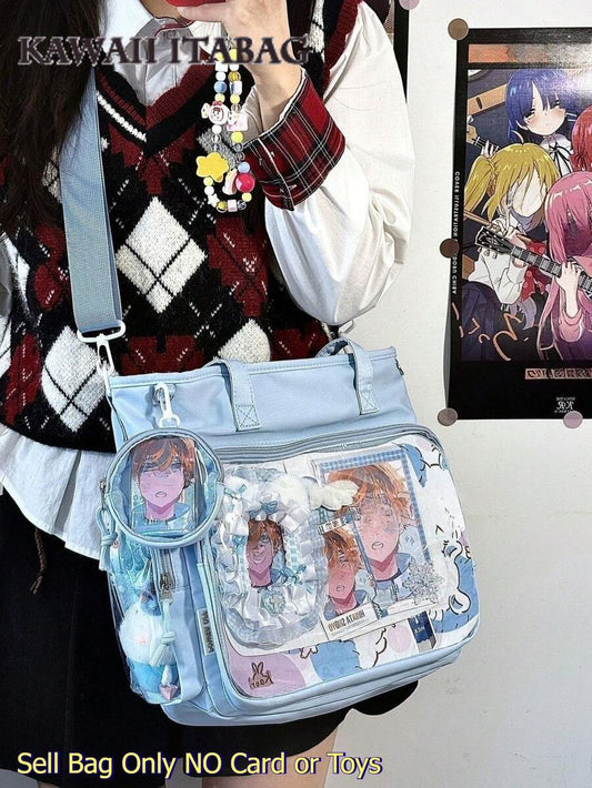 Large Kawaii Ita Bag Tote with Clear Display Window, Coin Pouch & Adjustable Strap