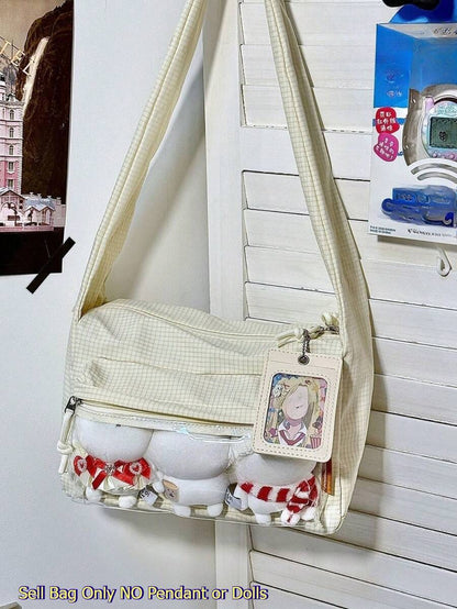 Kawaii Ita Messenger Bag with Clear Display Window – Crossbody Shoulder Bag for Pins, Plushies & Anime Merch