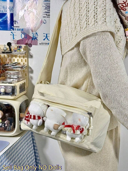 Kawaii Ita Messenger Bag with Clear Display Window – Crossbody Shoulder Bag for Pins, Plushies & Anime Merch