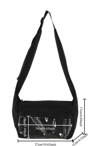 Kawaii Ita Messenger Bag with Clear Display Window – Crossbody Shoulder Bag for Pins, Plushies & Anime Merch