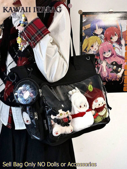 Large Kawaii Ita Bag Tote with Clear Display Window, Coin Pouch & Adjustable Strap